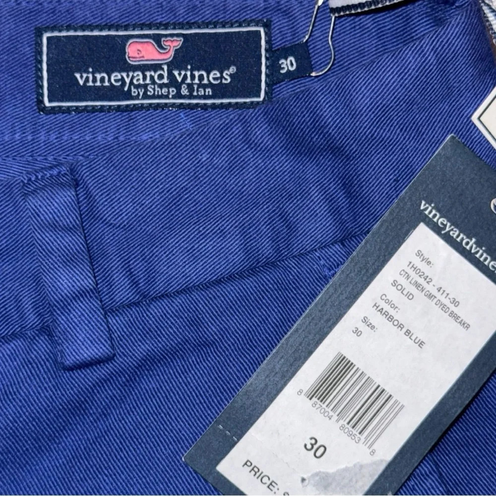 Vineyard Vines Breaker Shorts Harbor Blue Linen Cotton Blend Size 30 NWT - Picture 4 of 7